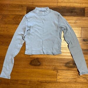 Light Blue Ribbed Women's Turtleneck